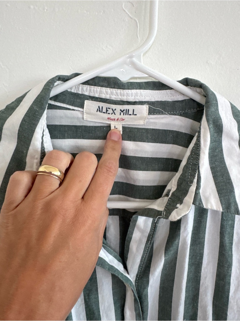 Alex Mill Jo shirt in positano stripe - green striped button up size L - Picture 4 of 5